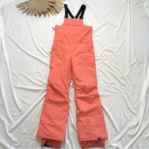 Roxy Non Stop Neon Peach Orange Pink Snow Ski Bibs Overalls Pants Size 16 XXL
